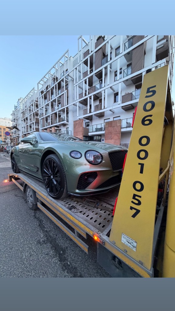 Laweta Warszawa — transport luksusowego Bentley Continental GT na lawecie INNSER, pomoc drogowa 506 001 057